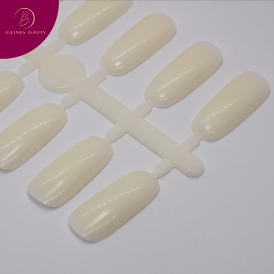 Nail tips oval milky